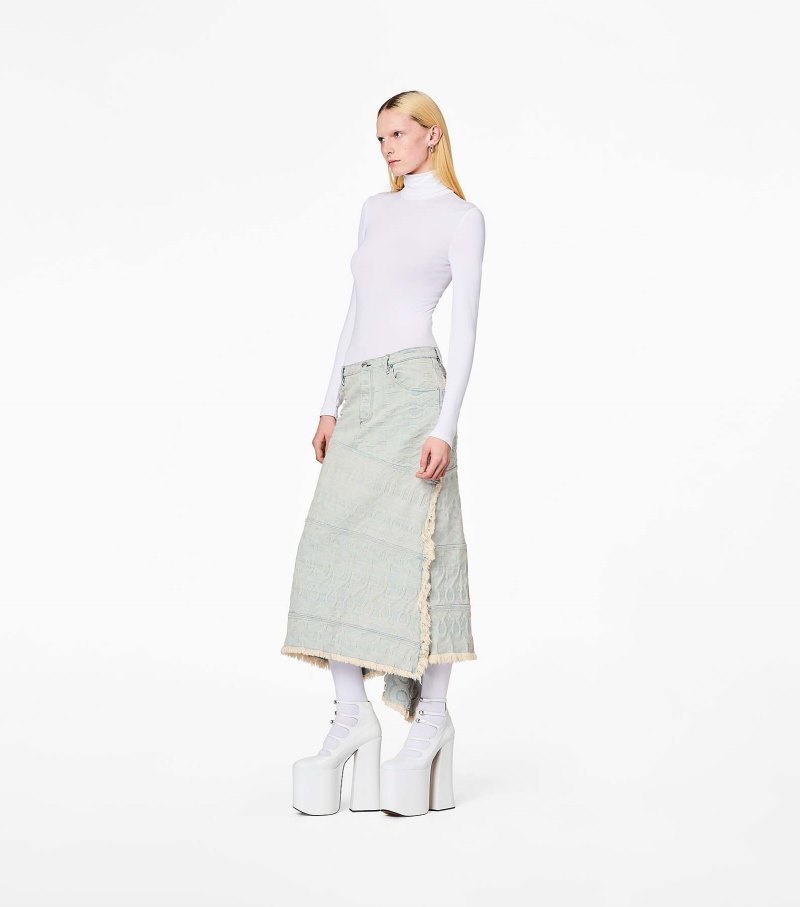 Saias Marc Jacobs The Monogram Denim Skirt Feminino Azuis | BB0-8998