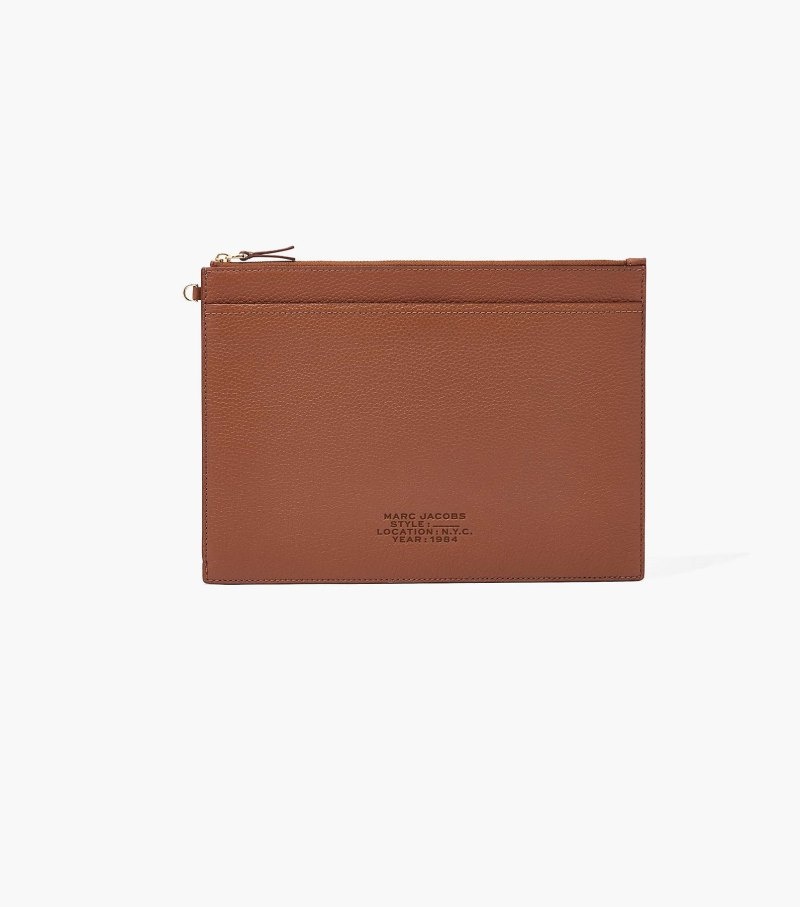 Wristlet Marc Jacobs The Large Couro Wristlet Feminino Chocolate | MI5-5063