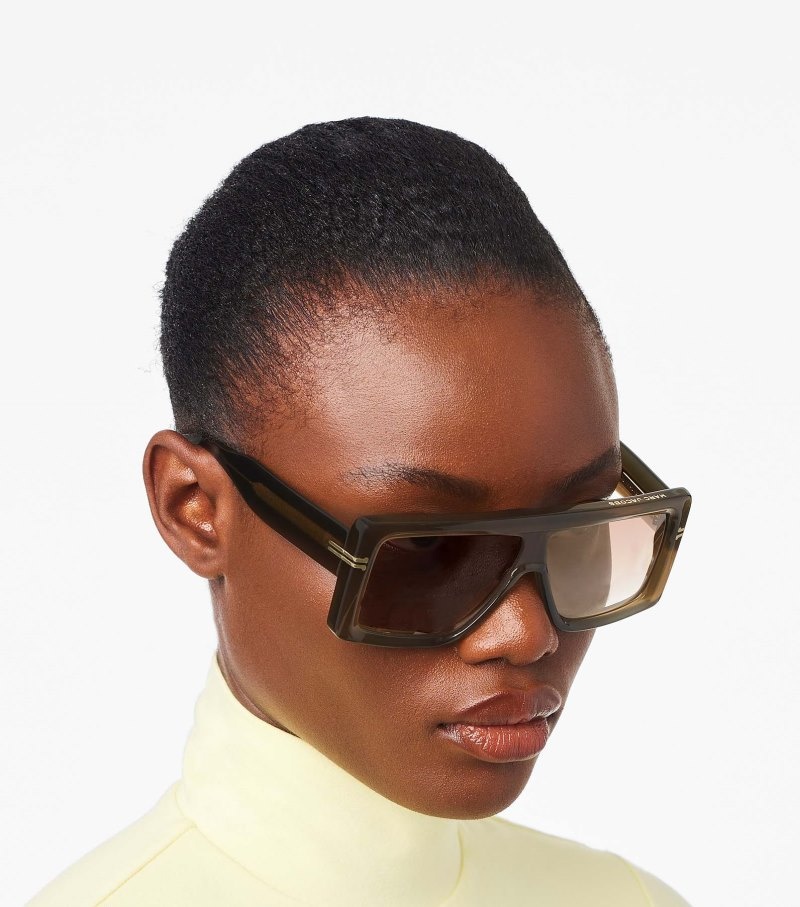 Óculos De Sol Marc Jacobs Icon Rectangular Sunglasses Feminino Verde Oliva | MS8-2252